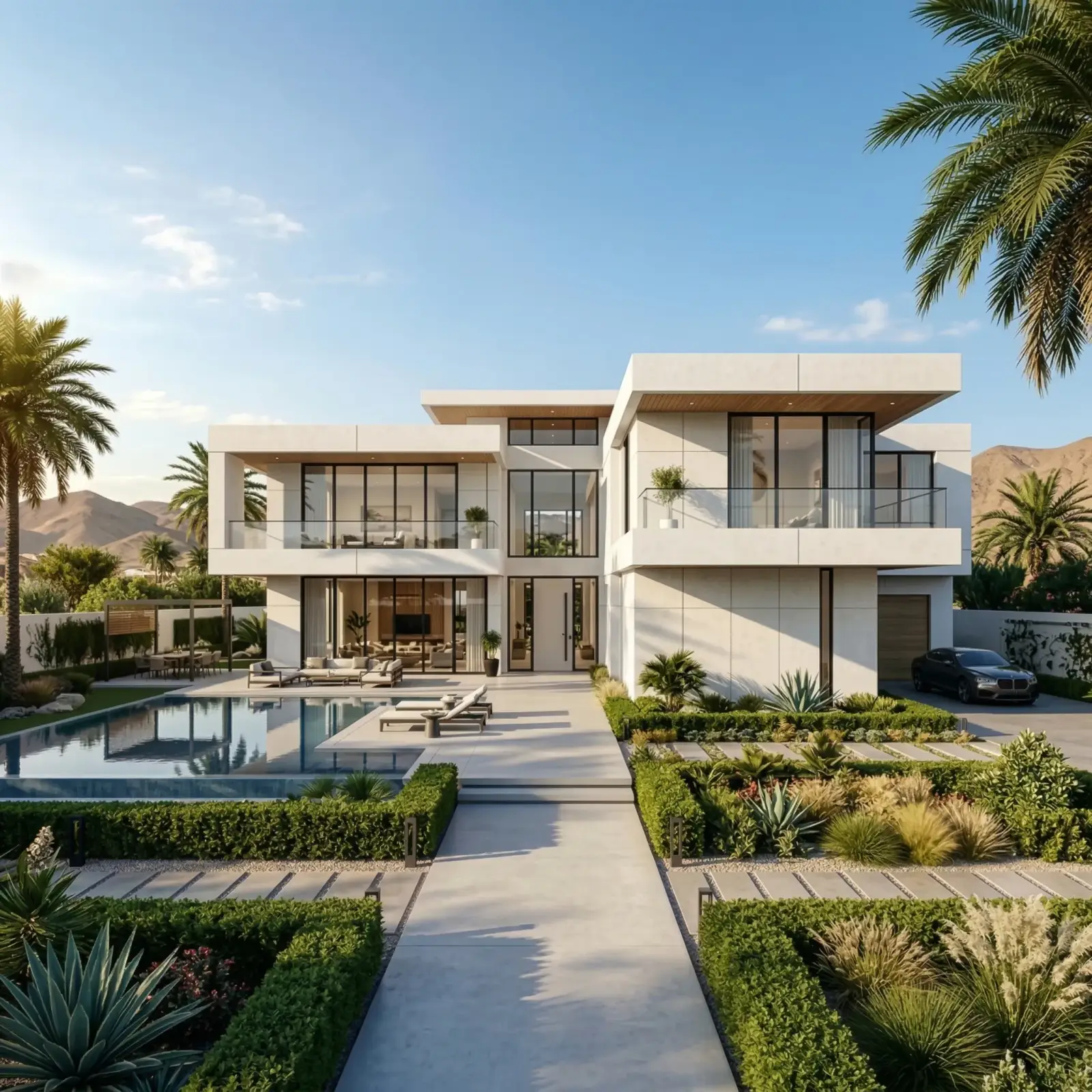 GOGER engineered wall system — luxury villa completed render